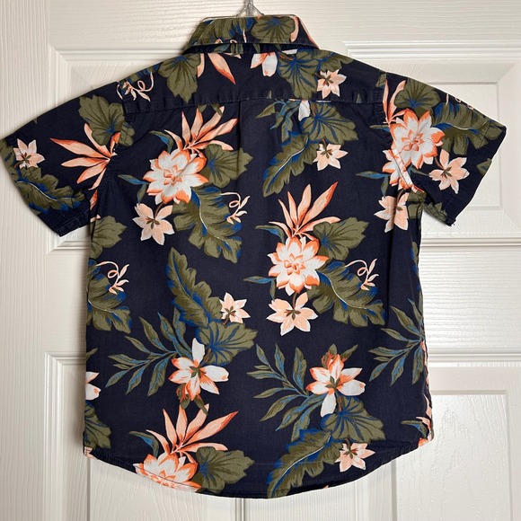 Janie and Jack Boys Floral Print Short Sleeve Button Down Shirt Size 4 - Picture 2 of 6